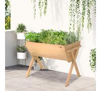 Outsunny Wooden Raised Garden Bed with Bed Liner, Natural | Elevated Planter Box, for Vegetables Flowers Herbs, Outdoor and Indoor Use