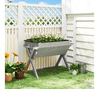 Outsunny Wooden Planter Raised Bed Stand Vegetable Flower Bed