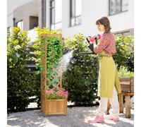 Outsunny Wooden Planter With Corner Trellis, Raised Garden Bed, Brown