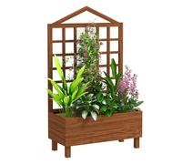 Outsunny Wooden Planters with Trellis 90x43x150cm, Distressed Brown