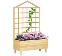 Outsunny Wooden Planters with Trellis 90x43x150cm, Distressed Natural Tone