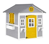 Outsunny Wooden Playhouse with Doors, Windows, Plant Pots, Boxes, for 3-8 Years - Grey