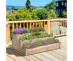 Outsunny Wooden Raised Bed 3-Tier Planter Kit Elevated Plant Box 124x124x56cm