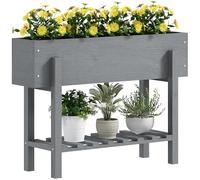 Outsunny Wooden Raised Garden Bed, 100 x 30 x 71 cm, Grey