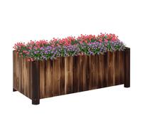 Outsunny Wooden Raised Garden Bed 120 x 50 x 45cm Carbonised | Elevated Planter Box, Outdoor Flower Bed, with Drainage Gaps, Easy Assembly, Fir Wood