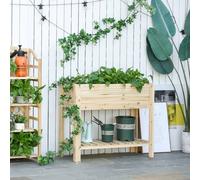 Outsunny Wooden Raised Garden Bed Plant Stand Box with Clapboard
