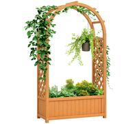 Outsunny Wooden Raised Garden Bed with Arch Trellis, 83 x 36 x 145 cm