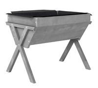 Outsunny Wooden Raised Garden Bed with Bed Liner, Elevated Garden Boxes with Legs, Light Grey Aosom UK
