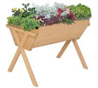 Outsunny Wooden Raised Garden Bed with Bed Liner, Elevated Planter Box with Legs, for Vegetables Flowers Herbs, Outdoor and Indoor Use, Natural