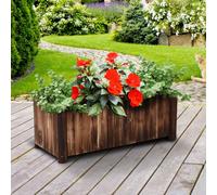 Outsunny Wooden Raised Garden Bed, 120 x 50 x 45cm Elevated Planter Box, Outdoor Flower Bed with Drainage Gaps, Easy Assembly, Carbonised