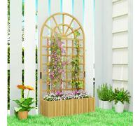 Outsunny Wooden Raised Planter with Lattice Trellis for Climbing Plants