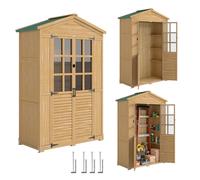 Outsunny Wooden Small Garden Outdoor Storage Cabinet Waterproof Light Brown