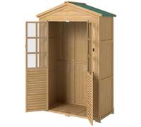 Outsunny Wooden Small Garden Outdoor Storage Cabinet Waterproof Light Brown