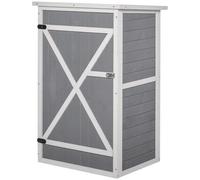 Outsunny Wooden Small Shed, Garden Storage Shed with Shelves and Bolt Latch, 75L x 56W x115H cm, Grey Grey