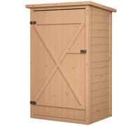 Outsunny Garden Shed Wooden Garden Storage Shed Fir Wood Tool Cabinet Organiser with Shelves 75L x 56W x115Hcm Natural Natrual Wood Color