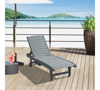 Outsunny Wooden Sun Lounger Outdoor Patio Sun Bed w/ Pull-out Table Grey, Grey