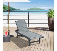 Outsunny Wooden Sun Lounger Outdoor Patio Sun Bed w/ Pull-out Table Grey