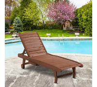 Outsunny Wooden Sun Lounger Outdoor Patio Sun Bed w/ Pull-out Table