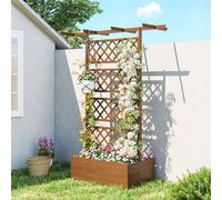 Outsunny Wooden Trellis Planter, Raised Garden Bed for Climbing Plants, Orange