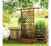 Outsunny Wood Planter with Trellis, Raised Garden Bed Privacy Screen Planter Box to Grow Vegetables, Herbs and Flowers for Garden, Patio, Deck, Orange