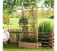 Outsunny Wood Planter with Trellis, Privacy Screen Planter Box, Natural