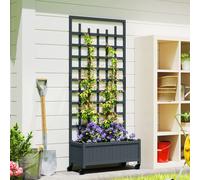 Outsunny Wooden Trellis Planter, Raised Garden Bed With Wheels, Grey