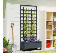 Outsunny Wooden Trellis Planter, Raised Garden Bed with Wheels, Grey - Grey - Fir wood - 82.5L x 35W x 186H