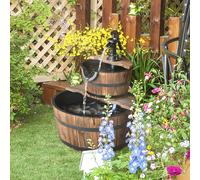 Outsunny Barrell and Pump Water Feature, Brown