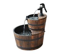 Outsunny Wooden Water Pump Fountain 2 Tier Cascading Feature Garden Balcony Deck