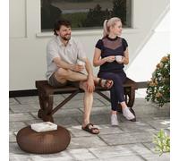 Outsunny Wooden Wheel Bench Rustic Outdoor Patio Garden Seat 2-person Loveseat, Brown