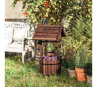Outsunny Wooden Wishing Well Planter, Flower Planter with Drainage Hole