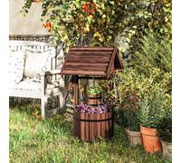 Outsunny Wooden Wishing Well Planter, Flower Planter with Drainage Hole, Multi