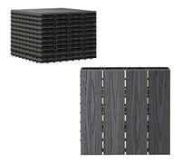Outsunny WPC Interlocking Decking Tiles, Pack of 11 Interlocking Patio Paving Slabs, All Weather for Porch Balcony, Grey