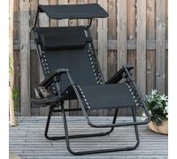 OUTSUNNY Zero Gravity Chair Adjustable Patio Lounge w/ Cup Holder in Black Outsunny Black