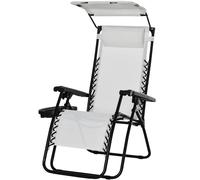 Outsunny Zero Gravity Chair Adjustable Patio Lounge W/ Cup Holder White