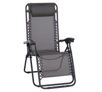 Outsunny Zero Gravity Chair Metal Frame Texteline Armchair Outdoor Folding and Reclining Sun Lounger with Head Pillow for Patio Decking Gardens Camping, Grey Grey
