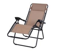 Outsunny Zero Gravity Chair, Reclining Lounger W/ Pillow Beige