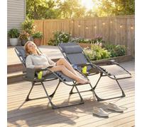 Outsunny Zero Gravity Chairs Set Of 2 With Cup Holder, Headrest, Dark Grey
