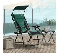 Outsunny Zero Gravity Lounger Chair, Folding Camping Reclining Chair, Grey - Green - 1