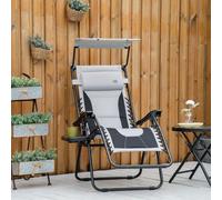OUTSUNNY Zero Gravity Lounger Chair, Folding Camping Reclining Chair in Grey | Size: 1 Pack Outsunny Grey 1 Pack