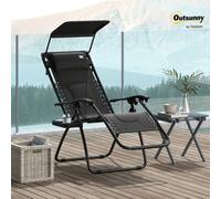 Outsunny Zero Gravity Lounger Chair, Folding Reclining Chair, Black