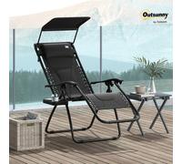 Outsunny Zero Gravity Lounger Chair, Folding Reclining Chair, Black, Black