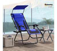 Outsunny Zero Gravity Lounger Chair, Folding Reclining Chair, Blue, Blue