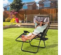 Outsunny Zero Gravity Lounger Chair, Folding Camping Reclining Chair In Brown Brown