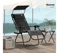 OUTSUNNY Zero Gravity Lounger Chair, Folding Reclining Patio Chair with Shade Cover in Black | Size: 1 Pack Outsunny Black 1 Pack