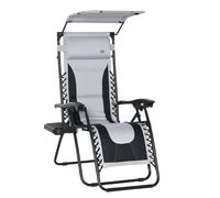 Outsunny Zero Gravity Lounger Chair, Folding Reclining Patio Chair with Shade Cover, Padded Seat, Cup Holder, Soft Cushion and Headrest for Poolside, Camping, Grey Grey