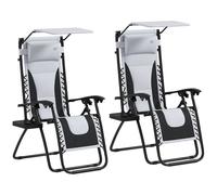 Outsunny 2 Pcs Zero Gravity Lounger Chair, Folding Reclining Chair, Grey, Grey