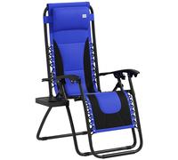 Zero Gravity Lounger Folding Recliner Chair w/ Cup Holder Blue Outsunny Blue One Size
