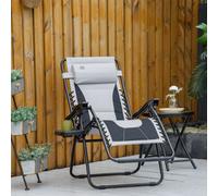 Outsunny Zero Gravity Lounger Folding Recliner Chair W/ Cup Holder Grey
