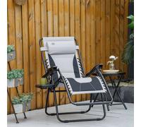 Outsunny Zero Gravity Lounger Folding Recliner Chair W/ Cup Holder In Light Grey Light Grey